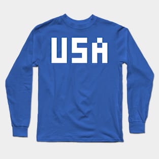 Pixel USA White Letters Blue Long Sleeve T-Shirt